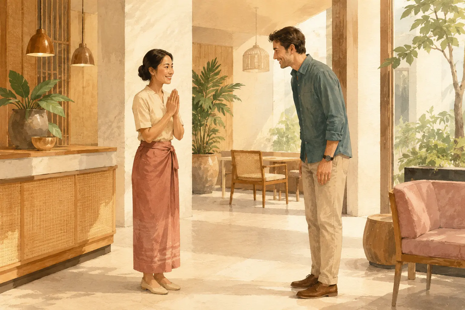 Nok accueille Marc lors de leur première rencontre en Thaïlande